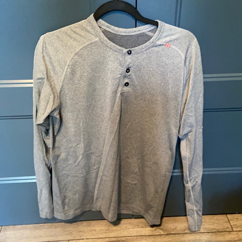 Mens Long Sleeve Gray Large